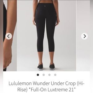 Lululemon high rise wonder under cropss